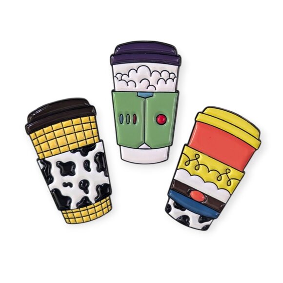 Toy Story Disney Fantasy Pins: Woody, Buzz Lightyear, and Jessie Coffee Cups